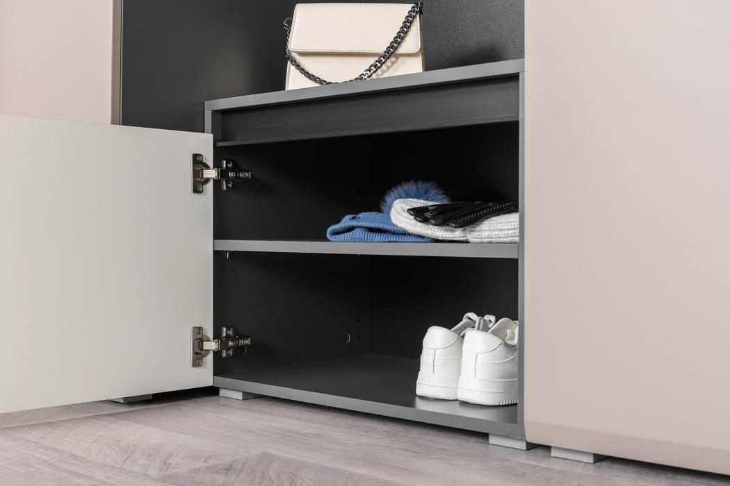 Тумбы, Тумба для обуви Сидней 16.129, антрацит, веллюто капучино