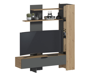 Стенка Лофт СБ-3411 Дуб дикий,Диамант серый/Диамант серый