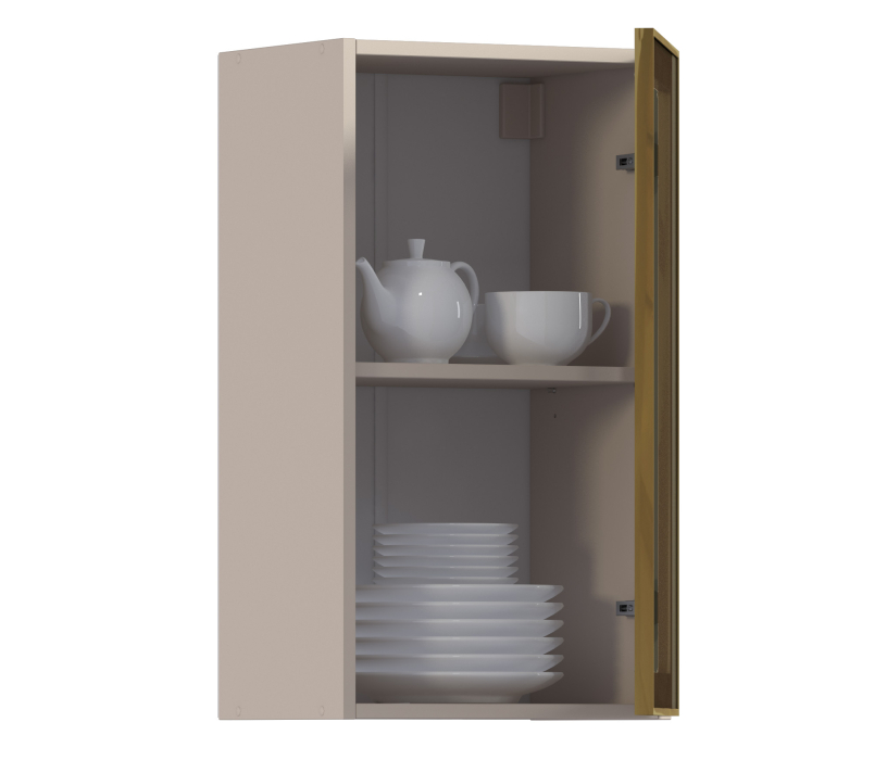 Навесные, Навесной шкаф Регина РП-40 (Песочный/Витрина Золото)
