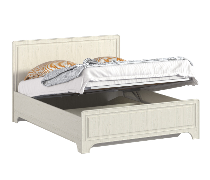 Кровати 160 см, Кровать с подъемным механизмом (1600) Гранд / Ливерпуль СБ-3531 Дуб Приморский Белый, МДФ Классика Светлый