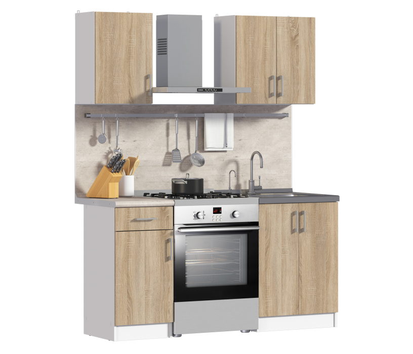 Кухонные гарнитуры, Кухня Деми Белый / Дуб Сонома 1 м