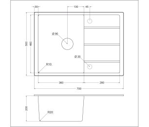 Гранитная мойка EMQ-1700.Q