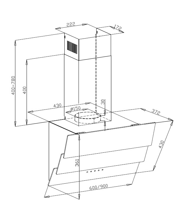 Вытяжки, Вытяжка MAUNFELD MANCHESTER LIGHT 90 черное стекло