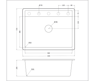 Гранитная мойка EMQ-1640.Q