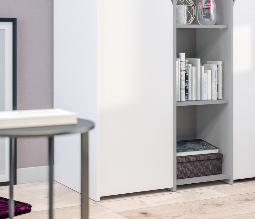 Mika / Мика, Шкаф 2 дверный Mika / Мика СБ-3273 Белый,Серый/Белый