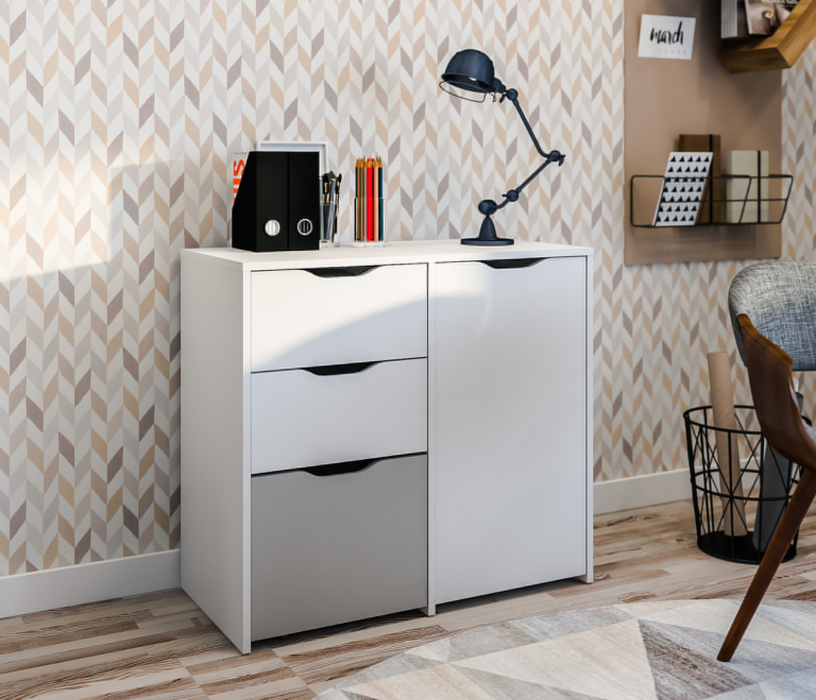 Детские комоды, Комод Mika / Мика СБ-3282 Белый/Белый,Серый