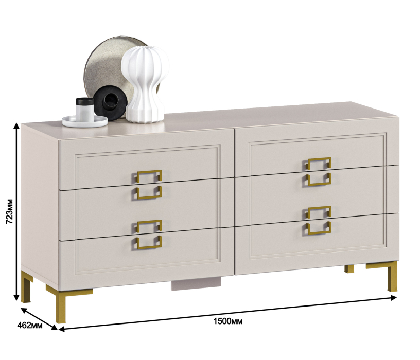 Комоды, Комод Ассоль СБ-3435 Кашемир серый/МДФ Кашемир