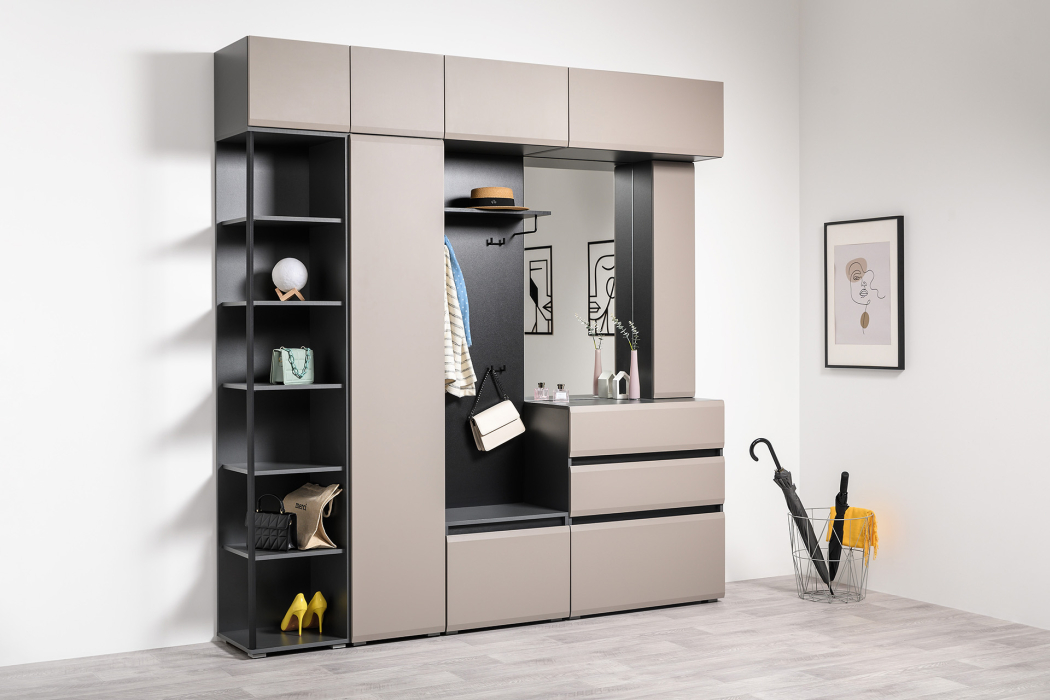 Шкафы распашные, Шкаф для одежды Сидней 16.367.01, антрацит, веллюто капучино