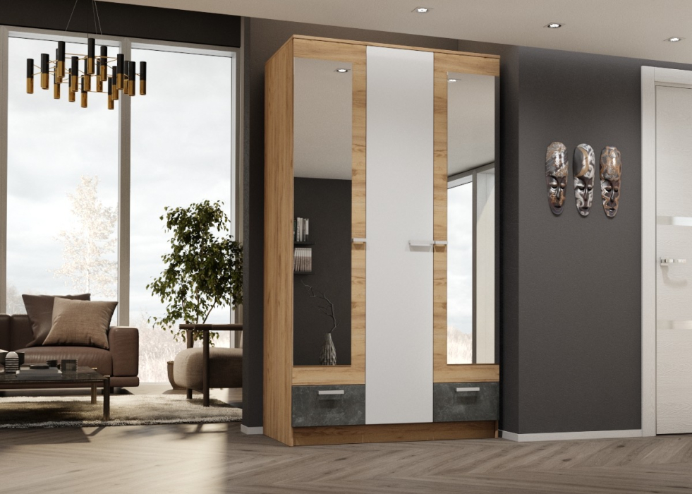 Для одежды, Распашной шкаф Адель 1,2м дуб вотан-белый гладкий