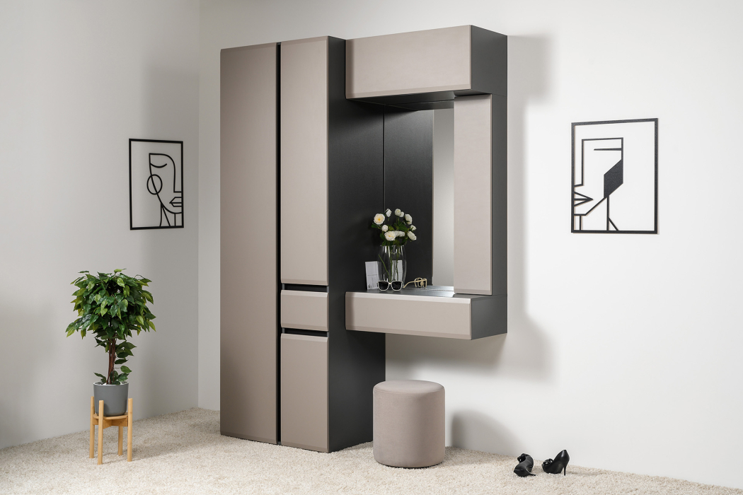 Шкафы распашные, Шкаф антресольный Сидней 16.314.01, антрацит, веллюто капучино