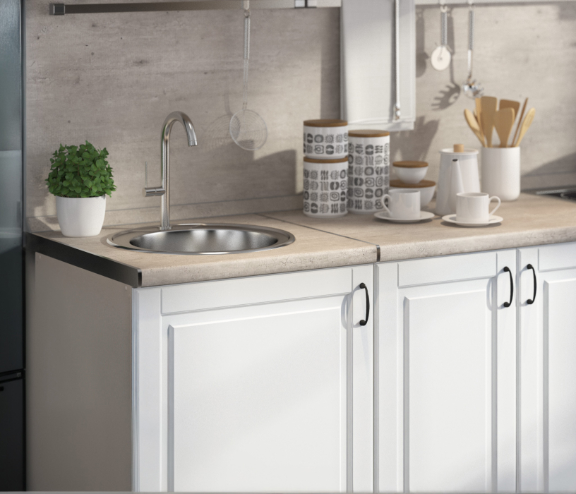 Кухонные гарнитуры, Кухонный гарнитур Регина24 Бежевый песок/МДФ Белоснежный/МетрополитанR5