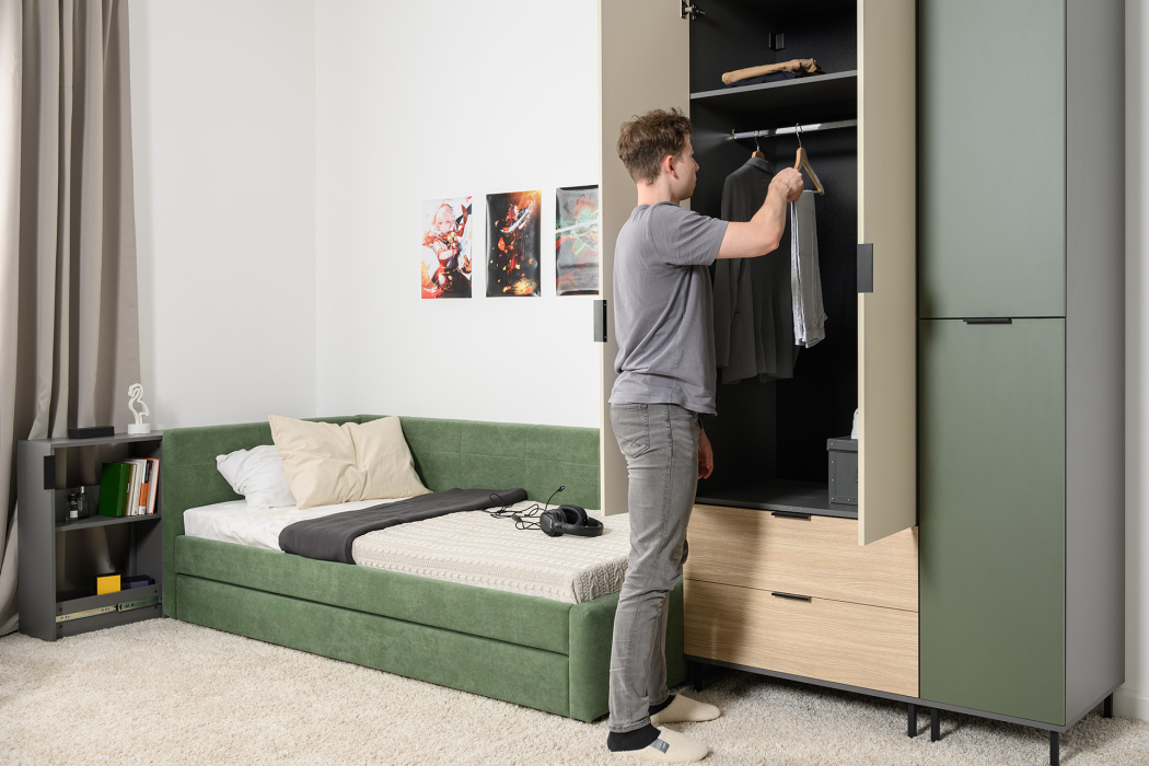 Для одежды, Шкаф Марвэл 16.317.02, темно-серый, сатин, плэйн