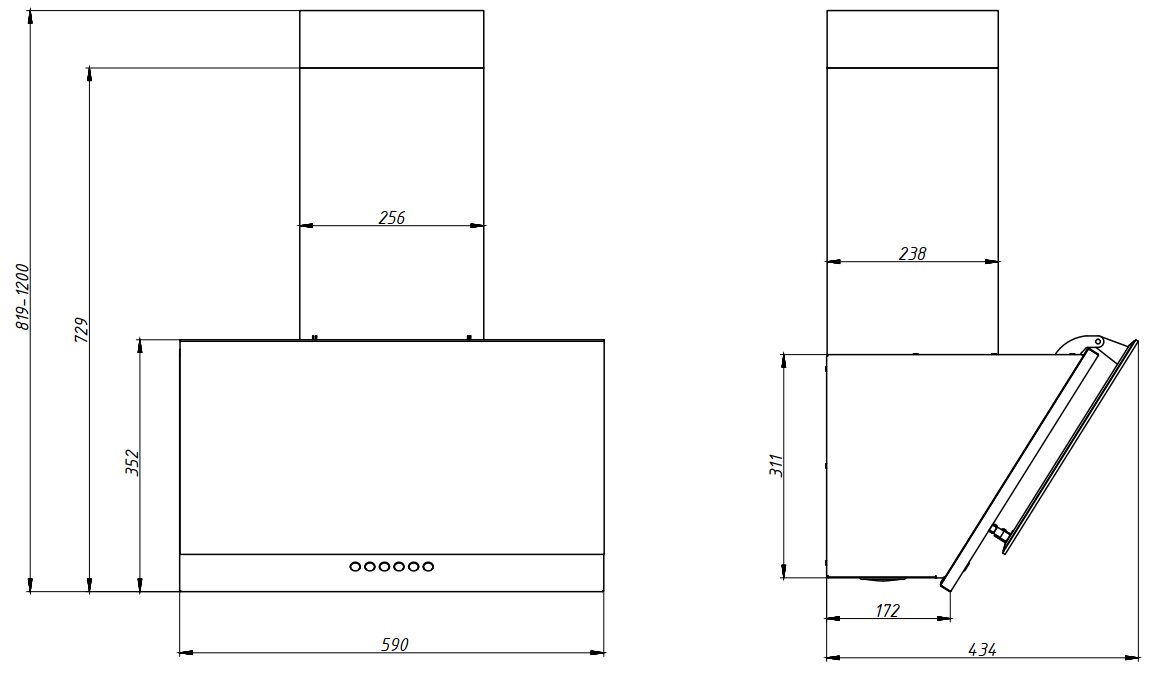 Вытяжки, Кухонная вытяжка ELIKOR Рубин 60П-1000-Е4Д