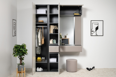 Шкаф антресольный Сидней 16.314.01, антрацит, веллюто капучино