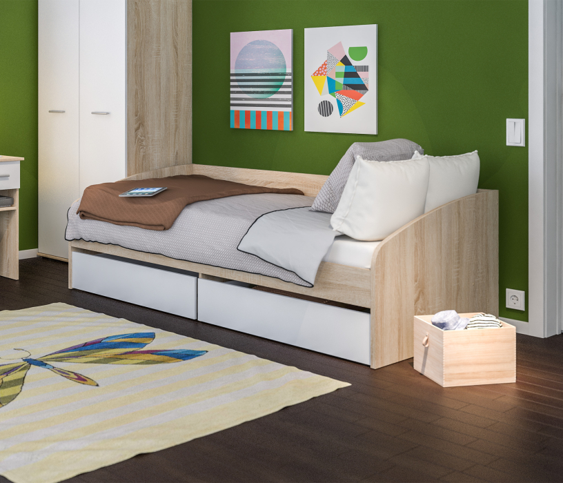 Кровати 90 см, Кровать Мамбо СБ-2372.Н с матрасом Сити - Бормио 900*2000