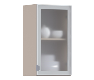 Регина РП-40 Полка Песочный/Витрина алюминий Белый глянец/стекло Сатин