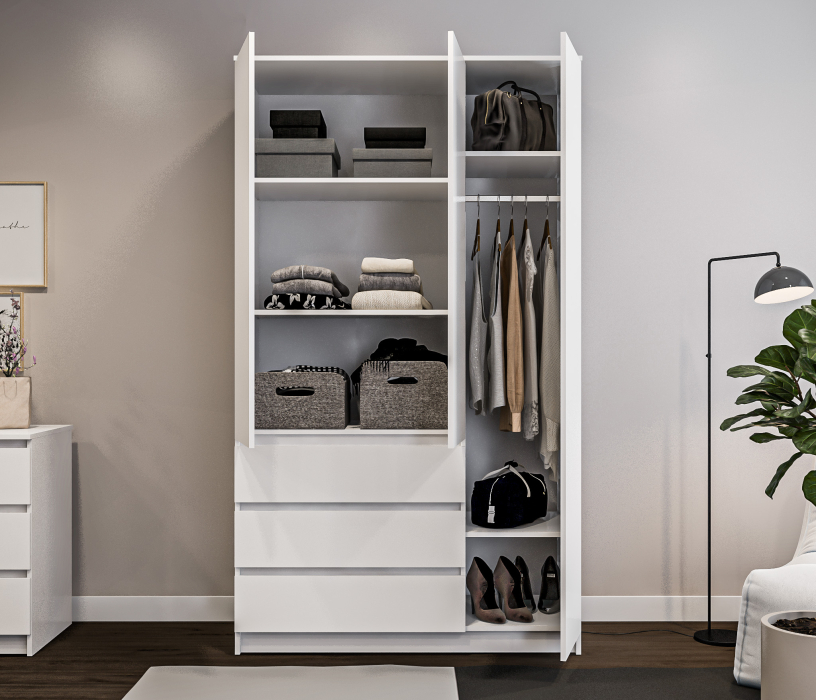 Шкафы распашные, Шкаф 3 дверный с ящиками Леон СБ-3363