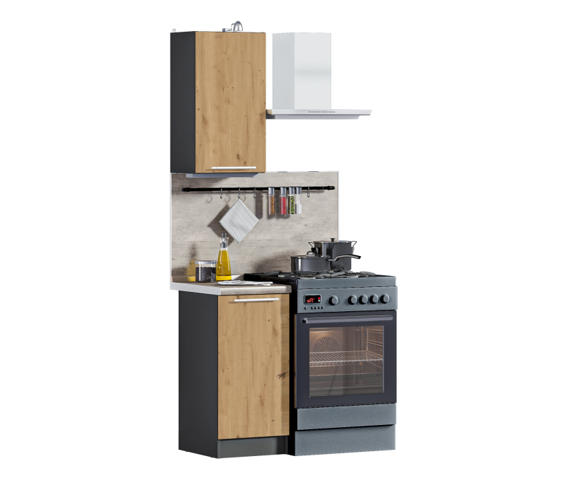Кухонные гарнитуры, Кухонный гарнитур Ангелина-40 Диамант серый/Дуб дикий