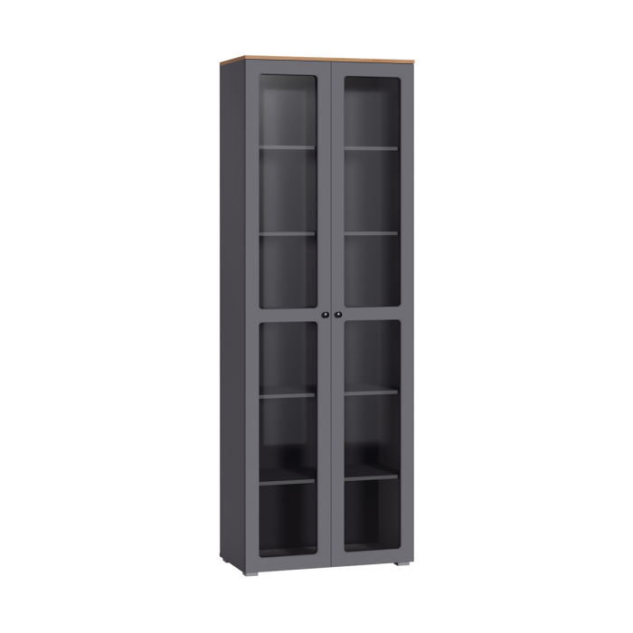 , Шкаф-витрина Остин 16.394.02, серый графит, дуб золотой крафт