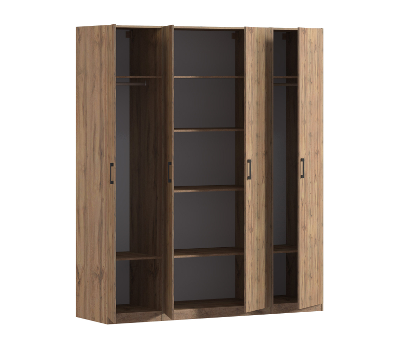 Для одежды, Шкаф четырехдверный Макс 2000 мм, вариант №3 (ЛДСП, корпус дуб вотан)