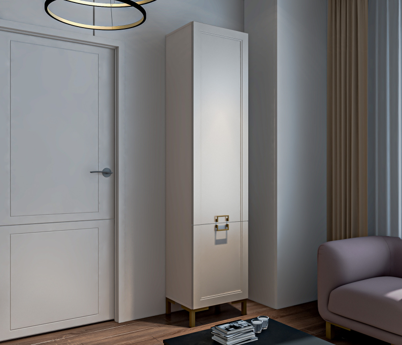 Шкафы пеналы, Шкаф-пенал Ассоль СБ-3430 Кашемир серый/МДФ Кашемир