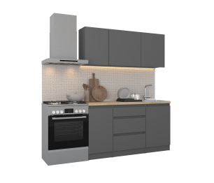 Кухонный гарнитур Леон прямой 150 см, диамант серый
