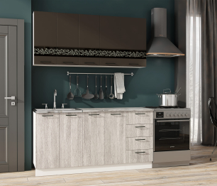Кухня Милена 1,6 м Смоки софт/Вяз МДФ