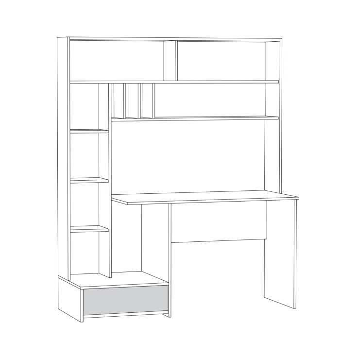 Прямые компьютерные столы, Стол письменный Лайт 03.243 Н, гикори рокфорд натуральный, темно-серый