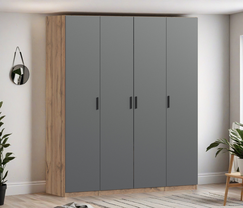 Для одежды, Шкаф четырехдверный Макс 2000 мм, вариант №3 (ЛДСП, корпус дуб вотан)