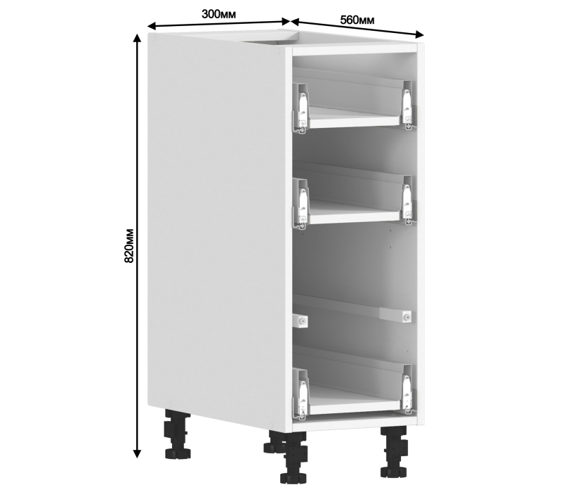 Напольные, Квадро стол 3 ящ 30х82 см