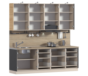 Кухонный гарнитур ЛОФТ Регина Песочный/Диамант серый, Дуб дикий 2,4 м